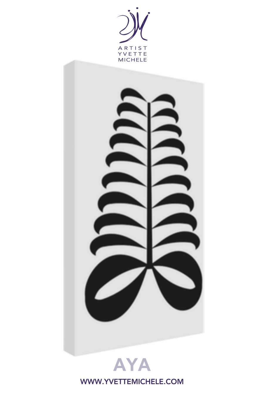 Adinkra African Symbol - AYA - Fern - Black & White large canvas wall ...