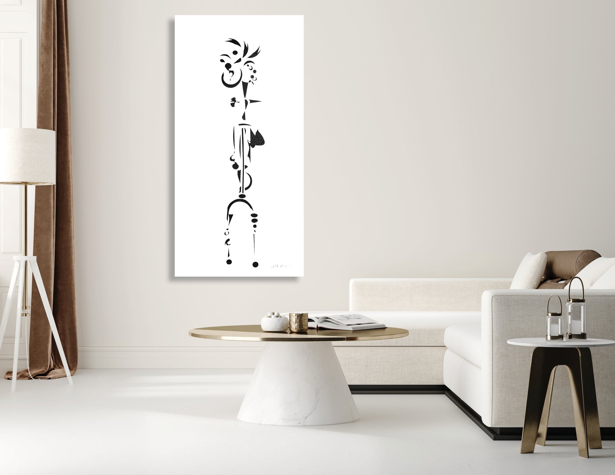 Sumerians in Silhouettes - AA3 Destiny - Large Black and White abstract art 24 x48 - House of Yvette Michele 