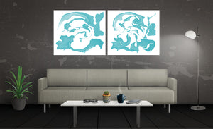 Sea Swirls - Original Art Extra Large Print 48X48 .          Thick Stretched & Mounted-         White Archival Backing & Wire Hanger