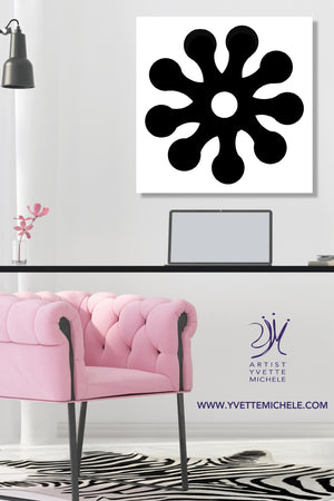 Adinkra African Symbol - FOFO - Seeds of a plant -  Black &  white large canvas wall art - House of Yvette Michele 