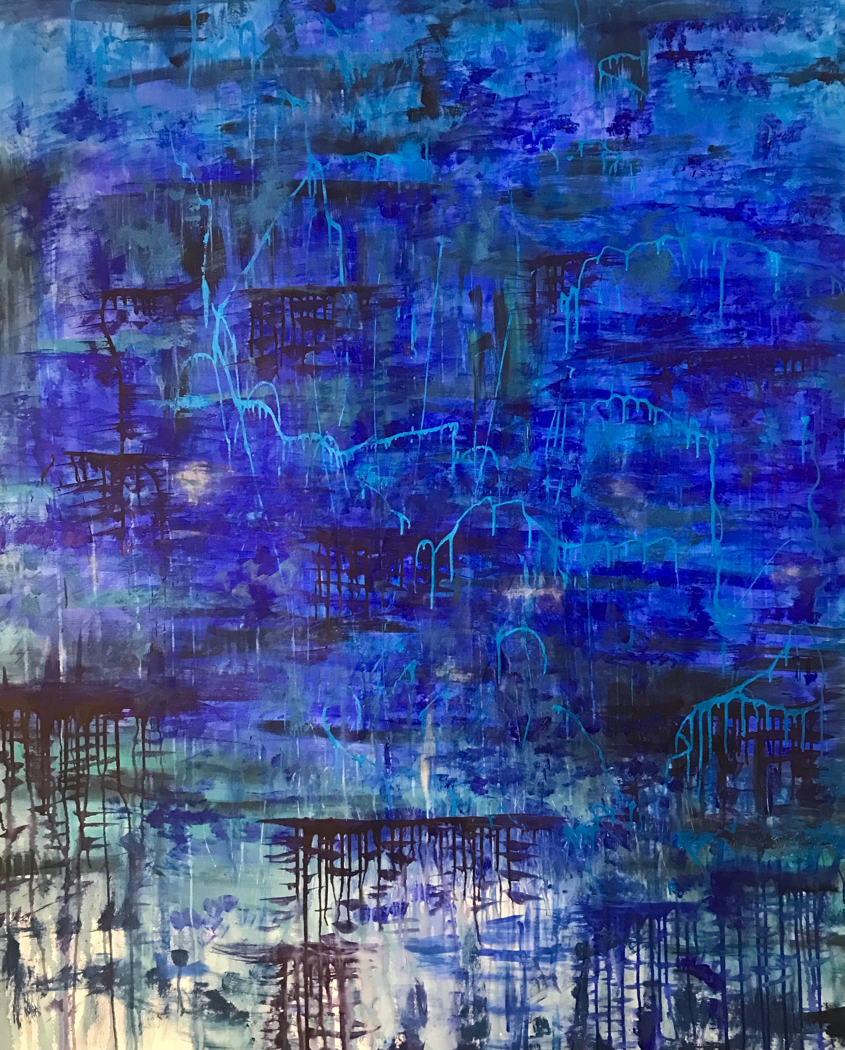 Water Mother - Abstract Blue Large Scale painting on canvas - House of Yvette Michele 