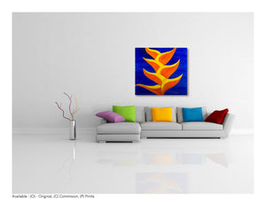 Le Fleur The Exotics "Heliconia's Blues - Large Original Oil Painting 40 x 40 - House of Yvette Michele 